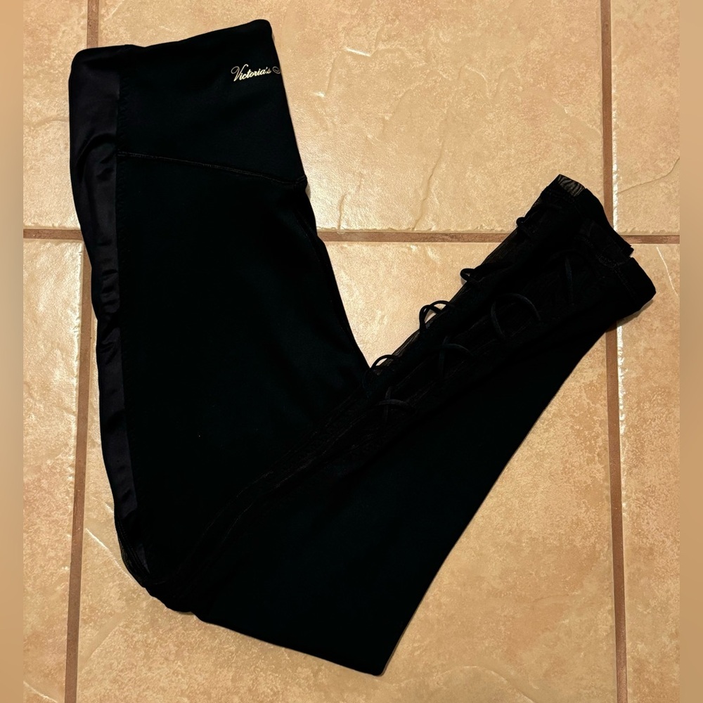 Victoria’s Secret Black Mesh Lace-Up Leggings - Picture 8 of 10